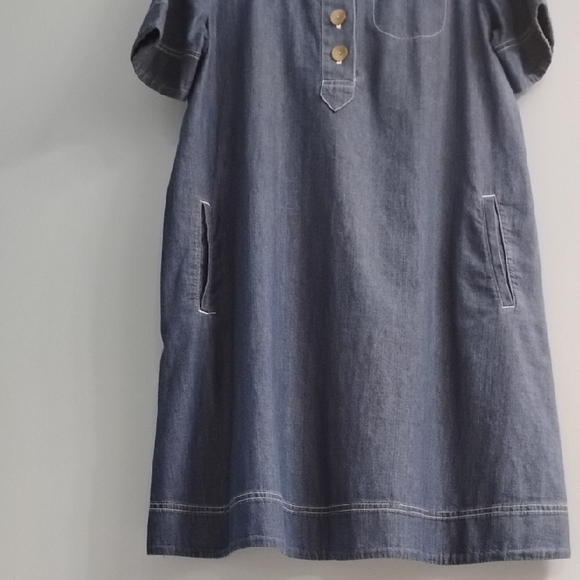 J. Jill Denim Short Sleeve Midi Dress With Pockets Size Medium - Picture 3 of 5